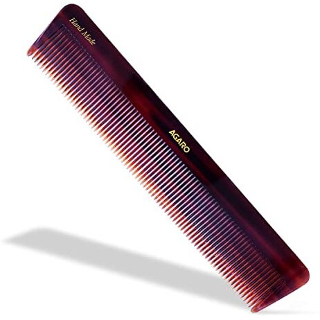 Agaro Hand Made Comb, All Fine Tooth Dressing Comb, Smooth Rounded Teeth, Hair Styling, Grooming, Hair Brushing, Hair Dressing, Cellulose Acetate Comb, For Men & Women, Hmc71, Brown.