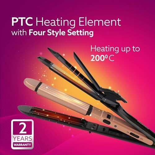 Agaro 4 In1 Hair Straightener,Wavy Hair, Crimper, Curler, Hair Styler, Keratin Infused Ceramic Coated Plate, Variable Style Settings, Hair Styling, Black & Rose Gold, Hs1719