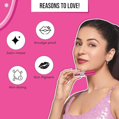 Sugar Pop Matte Lipcolour | Lasts Upto 8 Hrs L Red Lipstick For Women L Vitamin E Infused | Non-Drying, Smudge Proof, Long Lasting | 1.6Ml - 01 Chilli (Cherry Red)
