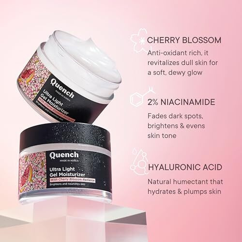 Quench 2% Niacinamide Ultra Light Gel Moisturizer, Instantly Brightens Skin, Water-Like Gel Texture, Non Sticky & Quick Absorbing For Healthy Skin Barrier, Made In Korea (50Ml)