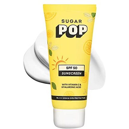 Sugar Pop Spf 50 Sunscreen With Vitamin C And Hyaluronic Acid - 50 Gms - Lightweight | Non-Greasy | No White Cast | Suits All Skin Types