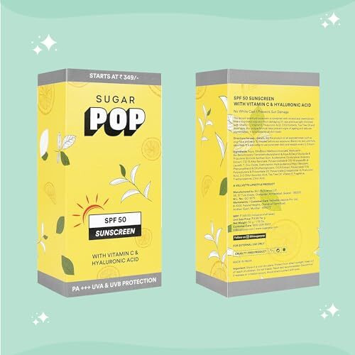 Sugar Pop Spf 50 Sunscreen With Vitamin C And Hyaluronic Acid - 50 Gms - Lightweight | Non-Greasy | No White Cast | Suits All Skin Types