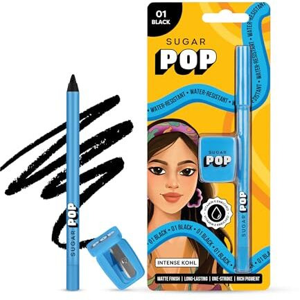 Sugar Pop Intense Kohl | Water-Resistant | Enriched With Vitamin E | Smudge-Proof | Creamy Texture | Kajal With Sharpner | 1.2 Gm - 01 Black