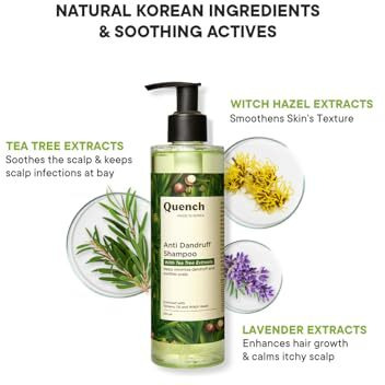 Quench Botanics Anti Dandruff Shampoo With Tea Tree Extracts, Minimizes Dandruff Flakes, Soothes Itchy & Dry Scalp, Makes Hair Soft, Smooth & Silky, Made In Korea (250 Ml)