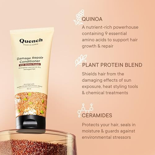 Quench Damage Repair Fresh Conditioner With Quinoa Protein & Ceramides For Dry & Damaged Hair|Deeply Conditions & Makes Hair Silky, Smooth | Prevents Split Ends|Made In Korea(180Ml), 1 Count