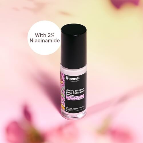 Quench Glow Fluid Sunscreen Spf 50 Pa++++ With 2% Niacinamide & Cherry Blossom For Glowing Skin | 7 Korean Uv Filters For Uva/Uvb Protection | Lightweight Sunscreen Serum | Reduces Dark Spots & Tanning | All Skin Types (30Ml)