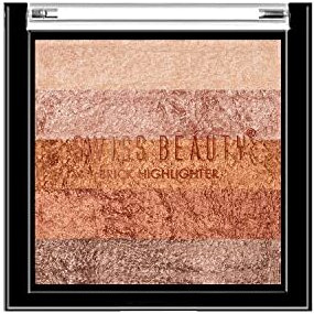Swiss Beauty Brick Highlighter | Highly-Pigmented Powder Highlighter + Bronzer With Easy-To-Blend Formula | Shade- 1, 7G |
