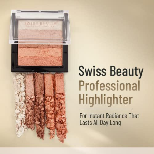 Swiss Beauty Brick Highlighter | Highly-Pigmented Powder Highlighter + Bronzer With Easy-To-Blend Formula | Shade- 1, 7G |