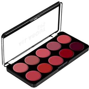 Swiss Beauty All About Lip Palette With 10 Pigmented Colors |Creamy Matte Finish Lip Colors Lipstick |Travel Friendly Lip Palette | Multicolor -01, 12Gm