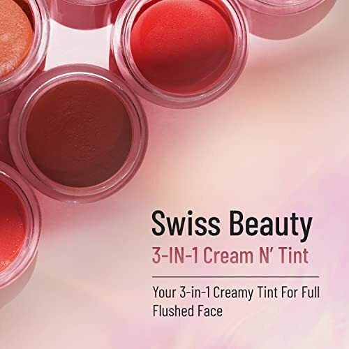 Swiss Beauty 3-In-1 Cream N'Tint For Lips,Eyes And Cheeks| Long Lasting And Easily Blendable | With Jojoba Oil And Glycerine | Shade - Fruity Fig, 8Gm|