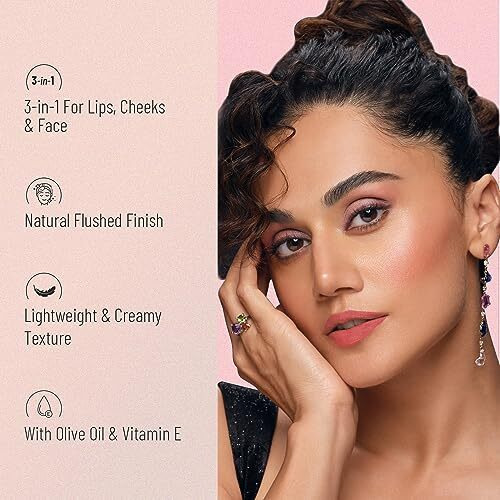 Swiss Beauty 3-In-1 Cream N'Tint For Lips,Eyes And Cheeks| Long Lasting And Easily Blendable | With Jojoba Oil And Glycerine | Shade - Fruity Fig, 8Gm|