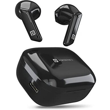 Portronics Harmonics Twins 11 Smart Tws Bluetooth 5.1 Earbuds With Long Playtime & Type C Charging(Black)