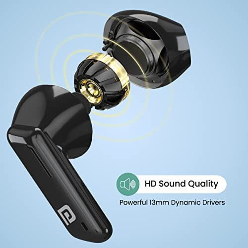 Portronics Harmonics Twins 11 Smart Tws Bluetooth 5.1 Earbuds With Long Playtime & Type C Charging(Black)