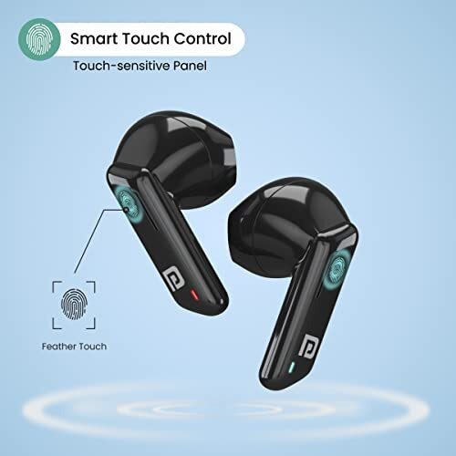 Portronics Harmonics Twins 11 Smart Tws Bluetooth 5.1 Earbuds With Long Playtime & Type C Charging(Black)