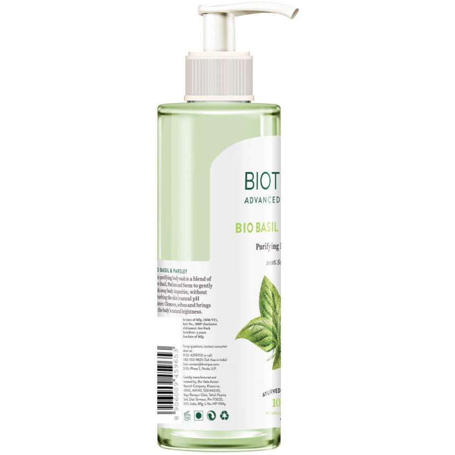 Biotique Basil & Parsley Revitalizing Body Wash | Soften Skin | Provides Natural Brightness | Deeply Cleanses | 100% Botanical Extracts | Suitable For All Skin Types | 200Ml