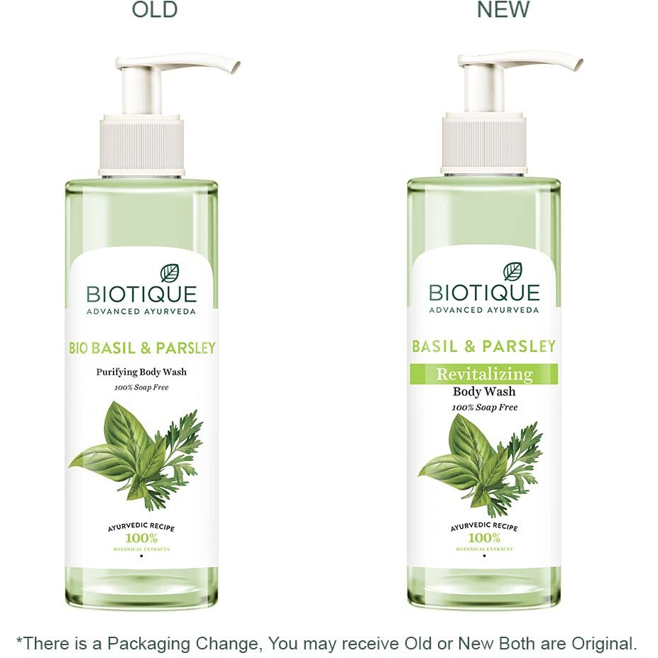 Biotique Basil & Parsley Revitalizing Body Wash | Soften Skin | Provides Natural Brightness | Deeply Cleanses | 100% Botanical Extracts | Suitable For All Skin Types | 200Ml