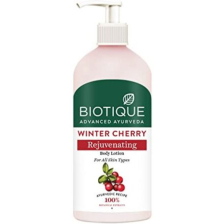 Biotique Winter Cherry Rejuvenating Body Lotion | Moisturizes And Hydrates The Skin | Prevents Ageing, Wrinkles And Dark Spots| 100% Botanical Extracts| Suitable For All Skin Types | 300Ml