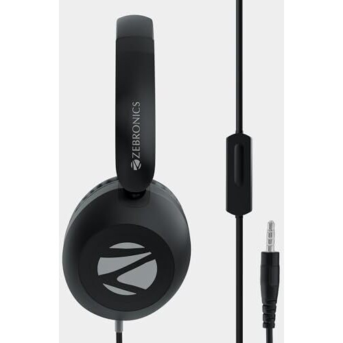 Zebronics Boom Wired Headphone, Over Ear, In-Line Mic, Foldable, 1.5 Meter Cable, For 3.5Mm (Mobile | Tablet | Laptop | Mac), Soft Cushion, 40Mm Drivers (Black)