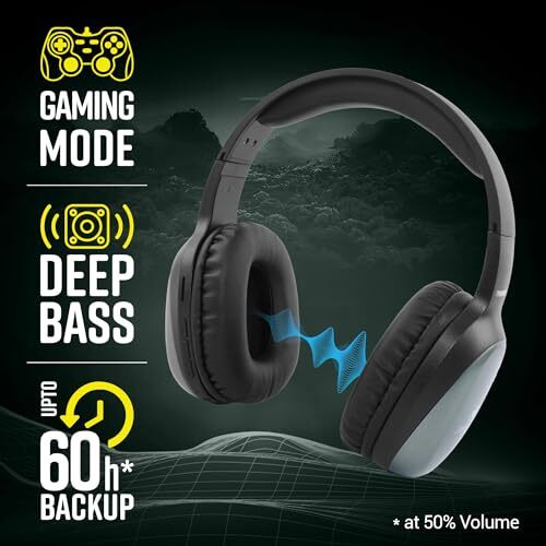 Zebronics Thunder Pro Wireless Over Ear Headphone With Dual Pairing, Gaming Mode, Enc, Bluetooth, Call Function, Aux, Micro Sd, Voice Assistant, Deep Bass, Up To 60H Backup (Olive Green)