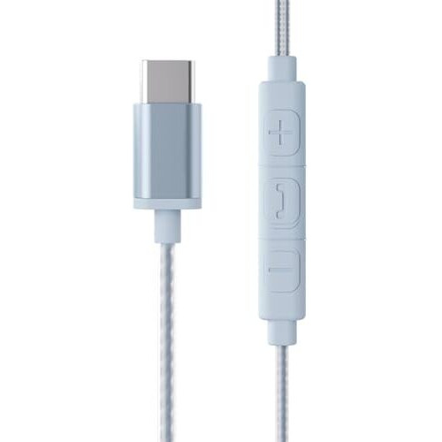 Zebronics Buds C10 In Ear Type-C Wired Headphones With In-Line Mic, Metallic Design, Volume Control, 1.2M Cable, 10Mm Driver, (Light Blue)