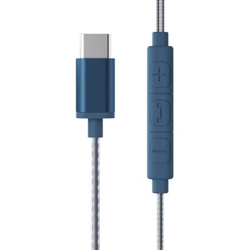 Zebronics Buds C10 In Ear Type-C Wired Headphones With In-Line Mic, Metallic Design, Volume Control, 1.2M Cable, 10Mm Driver, (Dark Blue)