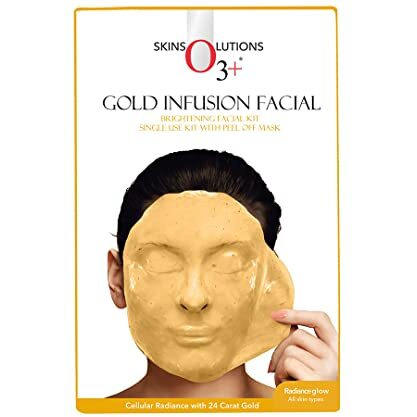 O3+ Gold Infusion Brightening Facial Kit 45G With Peel Off Mask For Glowing Skin | Helps Exfoliate & Detoxify The Skin, For All Skin Types