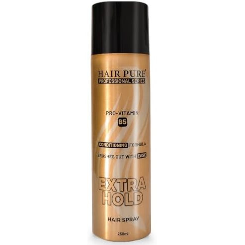 Hair Pure Extra Hold Hair Spray | Quick Drying | Long Lasting Hold | No Flaking | Natural Shine | Non-Sticky | Easy Wash Off | Pro Vitamin B5 | Conditioning Formula (250Ml)
