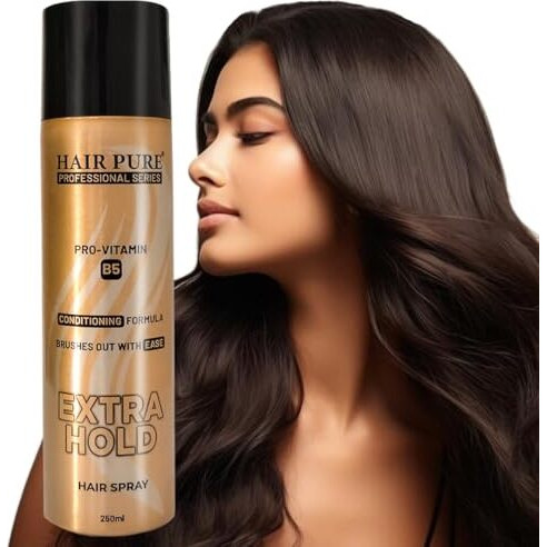 Hair Pure Extra Hold Hair Spray | Quick Drying | Long Lasting Hold | No Flaking | Natural Shine | Non-Sticky | Easy Wash Off | Pro Vitamin B5 | Conditioning Formula (250Ml)