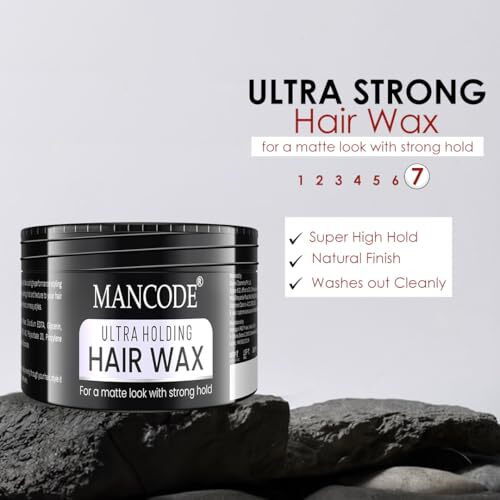 Mancode Ultra Holding Hair Wax For Men 100Ml | Matte Look With 24 Hrs Strong Hold Level 7 | Matte Finish & No Greasy Residue Styling Hair Wax 100Gm