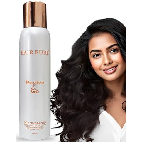 Hair Pure Dry Shampoo | Refreshes Hair Instantly & Add Volume | Absorbs Excess Oil | No White Residue | With Natural Ingredients Coconut Oil & Shea Butter | For Women & Men -200Ml