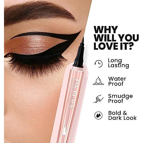 Mars Long Lasting Liquid Ink Black Pen Eye Liner | Smudge Proof Eyeliner For Women | Matte Finish & Waterproof Eyeliner (1Ml) (Black Ink)