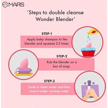 Mars Wonder Beauty Blender For Face Makeup | Pink Face Sponge Puff With Easy Hold | Gentle On Skin (3.0 Gm)