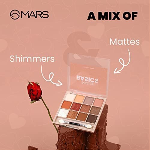 Mars 12 Shades Back To Basics Eyeshadow Palette With Free Applicator | Matte | Shimmer | Beginner Friendly & Long Lasting Eye Shadow Palette (14.4 Gm) (Shade-02)
