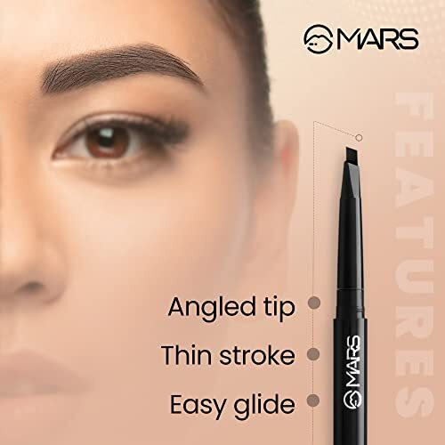 Mars Micro Precision Brow Pencil With Spoolie | Retractable & Easy Glide | Long Lasting & Natural Finish (0.4 G) (Black)