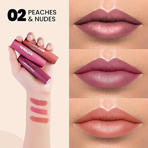 Mars Matte Box Set Of 3 Lipsticks For Women | Long-Lasting | Smooth Finish | Moisturising | One Swipe Pigmentation | (3X3.2 Gm) (02-Peaches & Nudes)