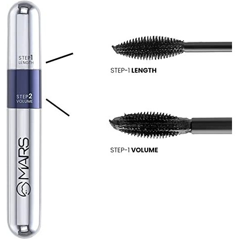 Mars Double Trouble Volumizing And Lengthening Mascara | 2-In-1 Mascara For Women | Long Lasting (15 Ml) (Black)