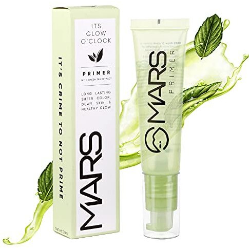 Mars Glow O' Clock Gel Primer For Face Makeup | Enriched With Green Tea Extracts | Dewy Primer | Long Lasting | Power Grip | Ideal For Dry Skin (30Ml)
