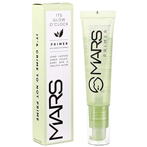 Mars Glow O' Clock Gel Primer For Face Makeup | Enriched With Green Tea Extracts | Dewy Primer | Long Lasting | Power Grip | Ideal For Dry Skin (30Ml)