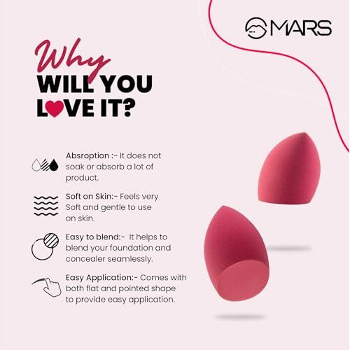 Mars Master Blender For Makeup | Dual-Sided Excellence | Flat For Precision | Premium Material | Durable | Less Product Absorption | Slant Shaped For Even Application