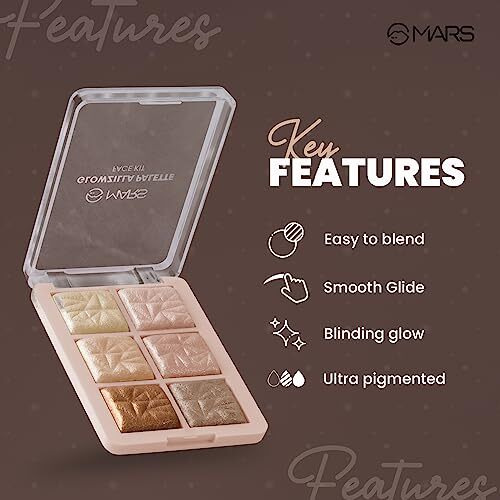 Mars Glowzilla 6 Colour Highlighter Palette | Ultra Blendable & Long Lasting | Blinding Glow (12.0Gm) (Shade-02)