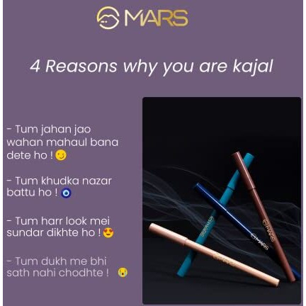 Mars Won'T Smudge Budge Smooth Glide Matte Kajal Pencil | Long Stay & Waterproof (1.4G) (08-Sand Dunes), Brown