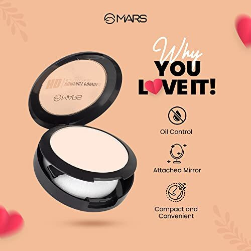 Mars Hd Mattifying Compact Powder For All Skin Type | Lightweight Formula With Oil Control | Long Lasting Compact Powder (8G) (03-Butter Scotch),Cream