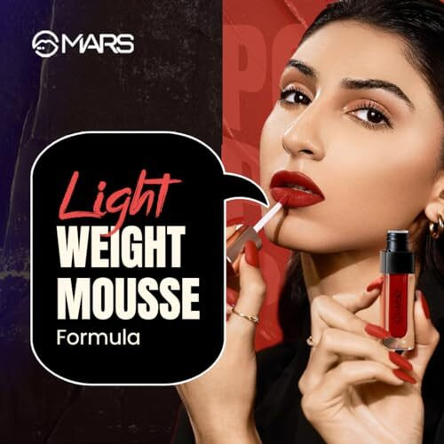 Mars Popstar Drying Liquid Mousse Lipstick For Women With Matte Finish | Lightweight And Non-Sticky Formula | Up To 12 Hour Long Lasting | Transferproof & Waterproof (6.0Ml) (03-Chorus Girl)
