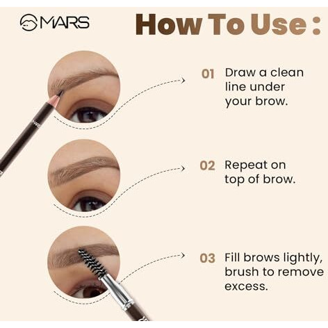 Mars Brow Better Eyebrow Pencil With Spoolie | Long-Lasting & Smudge Proof | Rich Pigmentation | Natural-Looking Results | Easy To Sharpen (1.4 Gm) (Dark Brown)