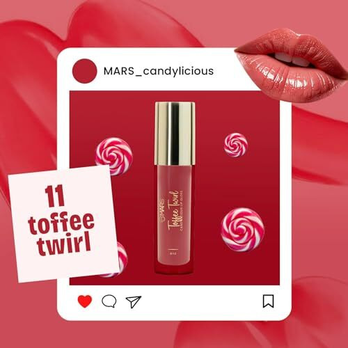 Mars Candylicious Colored Lip Gloss For Women | Hydrating & High Shine | Lightweight Weight | Non-Sticky | Enriched With Vitamin-E, Hyaluronic Acid & Avocado Ester (4.0Ml) (11-Toffee Twirl) (Glossy)