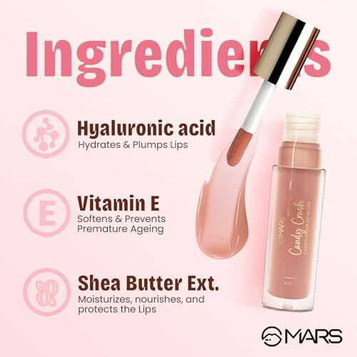 Mars Candylicious Colored Lip Gloss For Women | Hydrating & High Shine | Lightweight Weight | Non-Sticky | Enriched With Vitamin-E, Hyaluronic Acid & Avocado Ester (4.0Ml) (11-Toffee Twirl) (Glossy)