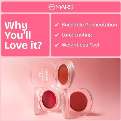 Mars Lip & Cheek Tint For Bold Pop (2.8 Gm) (01-Trust Your Heart) | Demi Matte Finish | Dual Function | Buildable High Pigmentation | Long-Lasting Color | Weightless Wear