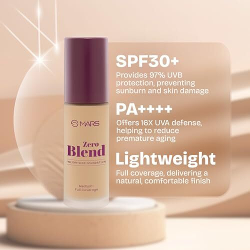 Mars Spf30 Pa++++ Zero Blend Weightless Liquid Foundation For Makeup (30Ml) (05-Biscotti Bliss) | Lightweight & Long-Lasting | Matte Finish | Buildable Coverage | Sweat-Proof | Hydrating Formula