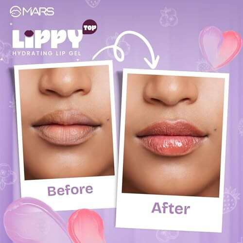 Mars Lippy Top Hydrating Lip Gel (10Ml) (01-Plumpy Grapes) | Nourished With Vitamin-E & Shea Butter | Long Lasting Hydration | Glossy Finish | Easy To Apply