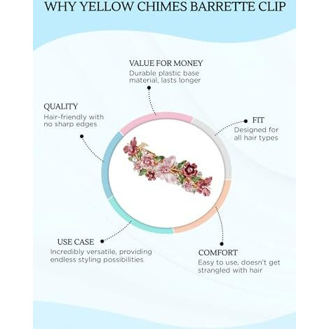 Yellow Chimes Hair Clips For Women Girls Barrette Hair Clips For Women Hair Accessories For Women Enameled Butterfly Clips For Women Pink French Barrette Hair Clips For Women And Girls Gift For Women & Girls